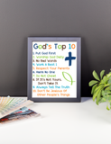 Gods 10 Commandments for Kids, Religious Poster, Print, Framed or Canvas other art - INKtropolis