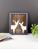 Couples Gift, Boyfriend, Girlfriend, Engagement, Wedding, Deer, Poster, Print Framed or Canvas wedding art - INKtropolis