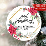 Personalized Wedding Anniversary Ornament - Pointsetta