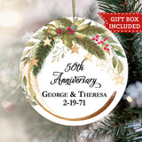 Personalized Wedding Anniversary Ornament - Wreath