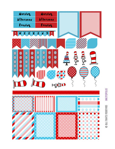 Monthly Planner Stickers Cat With A Hat Sampler Stickers Planner Labels Compatible with Erin Condren Vertical Life Planner