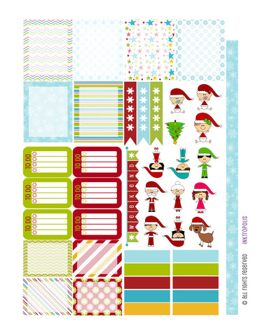 Monthly Planner Stickers Ice Blue Aqua Green Red Christmas Sampler Planner Labels Fits Erin Condren Life Planner