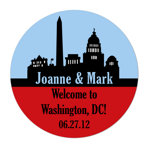 Washington DC Skyline Personalized Destination Wedding Favor Sticker