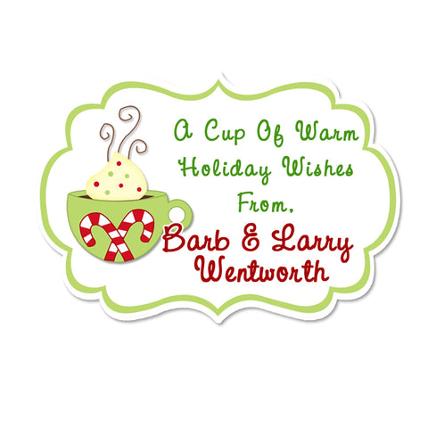 Hot Chocolate Fancy Frame Shaped Personalized Holiday Gift Sticker