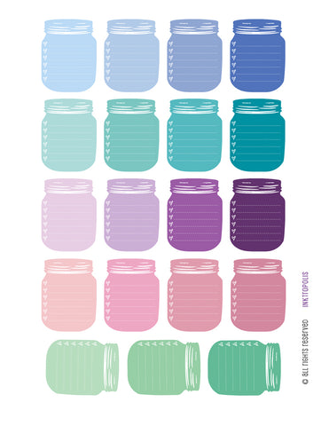 Monthly Planner Stickers Full Box Mason Jar Stickers Planner Labels Compatible with Erin Condren Vertical Life Planner