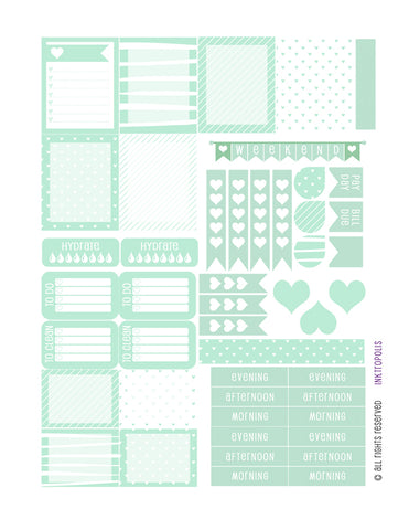Monthly Planner Stickers Mint Heart Sampler Planner Labels Fits Erin Condren Life Planner