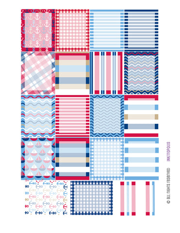 Monthly Planner Stickers Full Box Nautical Stickers Planner Labels Compatible with Erin Condren Vertical Life Planner