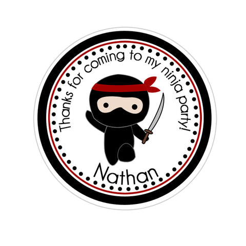 Ninja Personalized Birthday Favor Sticker