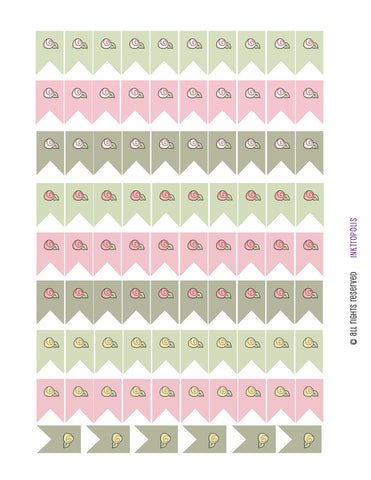 Monthly Planner Stickers Cottage Chic Vintage Roses Full Page of Flags Planner Labels Fits Erin Condren Life Planner