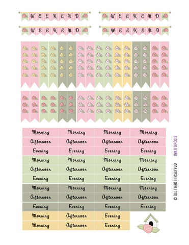 Monthly Planner Stickers Cottage Chic Vintage Roses Assorted Planner Labels Fits Erin Condren Life Planner
