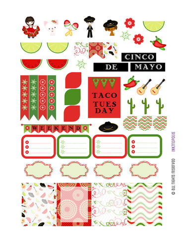 Monthly Planner Stickers Spanish Fiesta Sampler 3 Labels Compatible with Erin Condren Vertical Life Planner