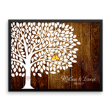 Wedding Tree - 200 Leaves Signatures - Rustic Wood Background wedding guest book alternative - INKtropolis
