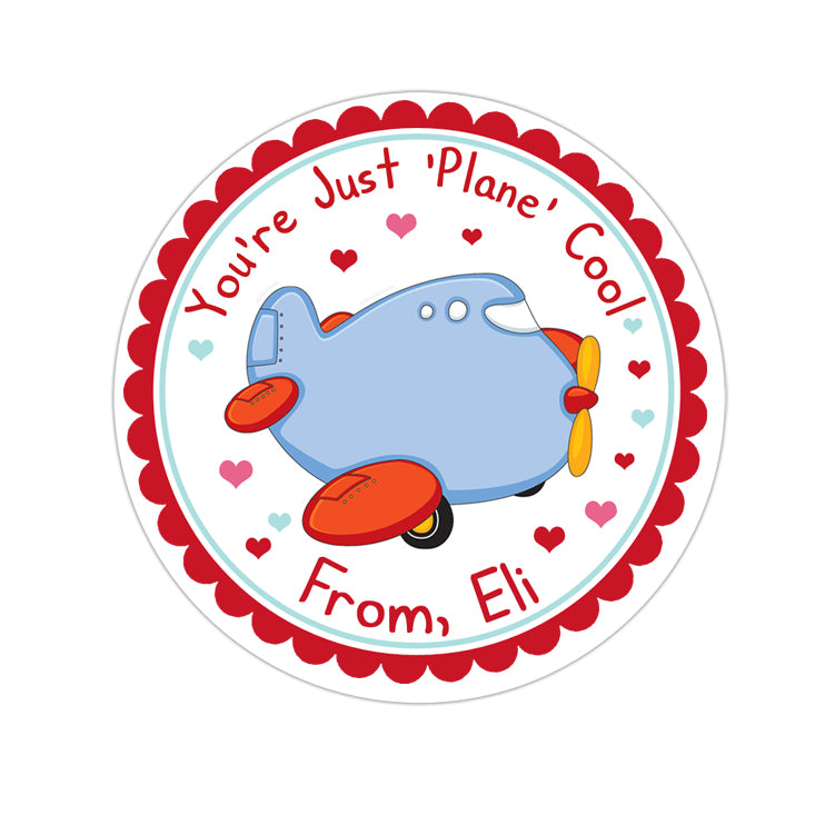 Airplane Jumbo Jet Valentines Day Personalized Sticker Valentines Day Stickers - INKtropolis