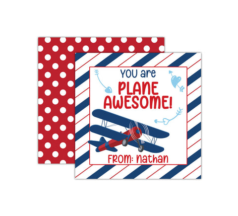 Personalized Airplane Valentine's Day Tags, Valentine Cards