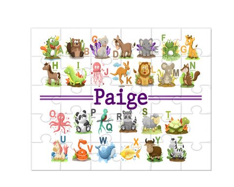 Personalized Animal Alphabet Jigsaw Puzzle