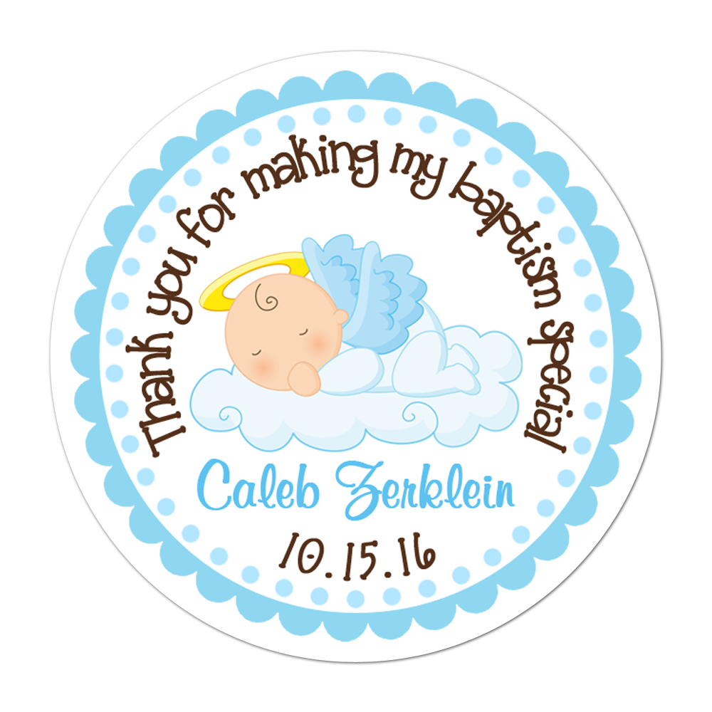 Angel Baby Boy Personalized Sticker Birthday Stickers - INKtropolis