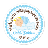 Angel Baby Boy Personalized Sticker Birthday Stickers - INKtropolis