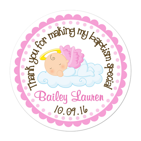 Angel Baby Girl Personalized Baptism Sticker