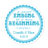 Sweet Ending To A New Beginning Personalized Sticker Wedding Stickers - INKtropolis