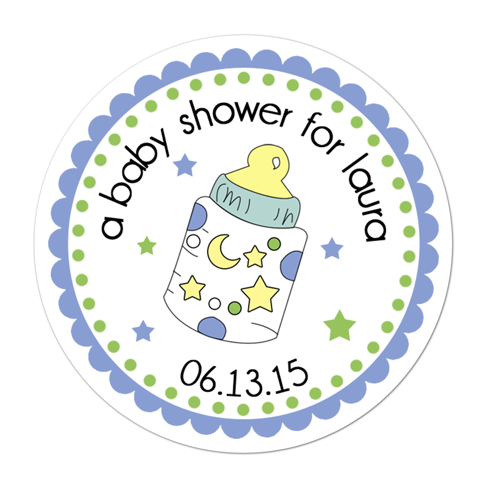Blue Baby Bottle Personalized Sticker Baby Shower Stickers - INKtropolis