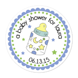 Green Baby Bottle Personalized Sticker Baby Shower Stickers - INKtropolis