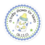 Blue Baby Bottle Personalized Sticker Baby Shower Stickers - INKtropolis