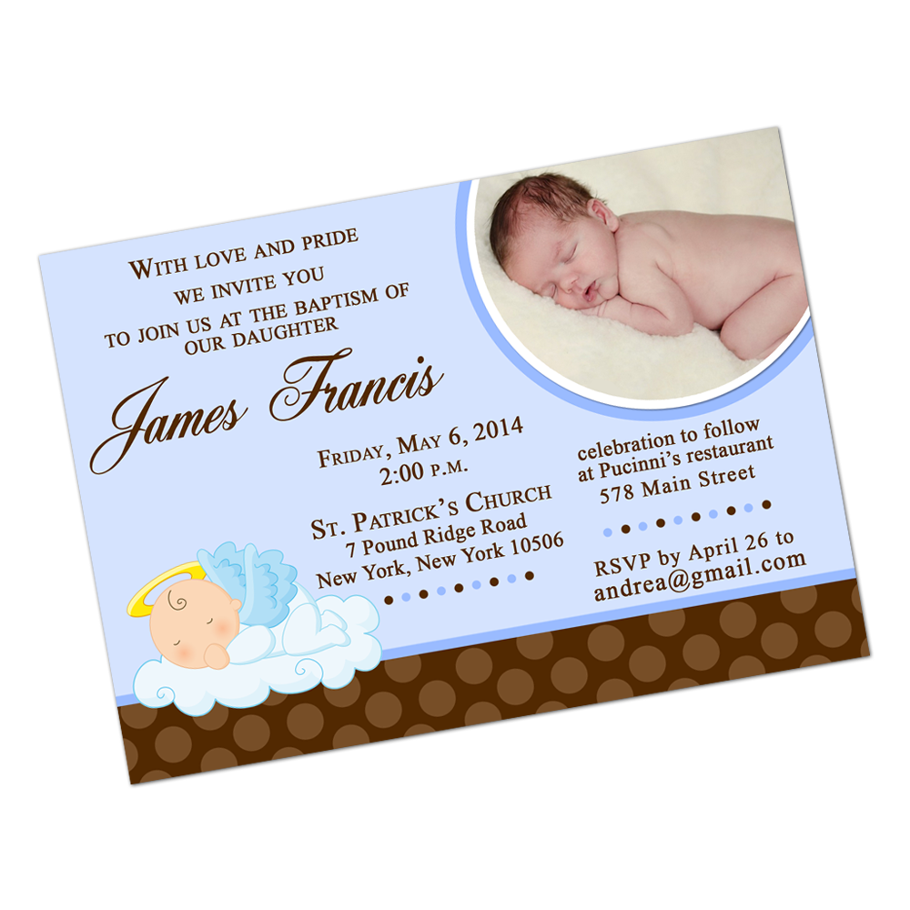Blue Angel Baby Digital Invitation Religious Invite - INKtropolis