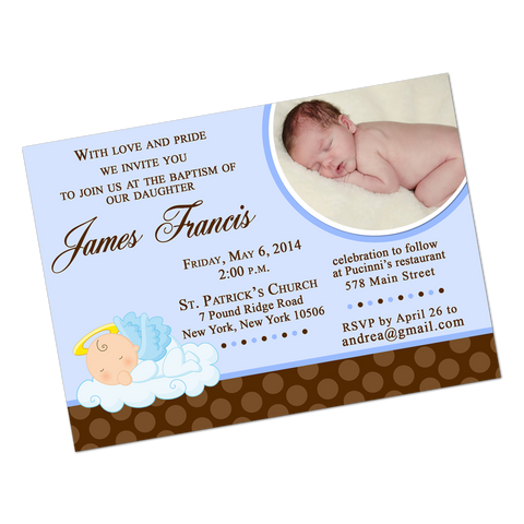 Blue Angel Baby Digital Invitation