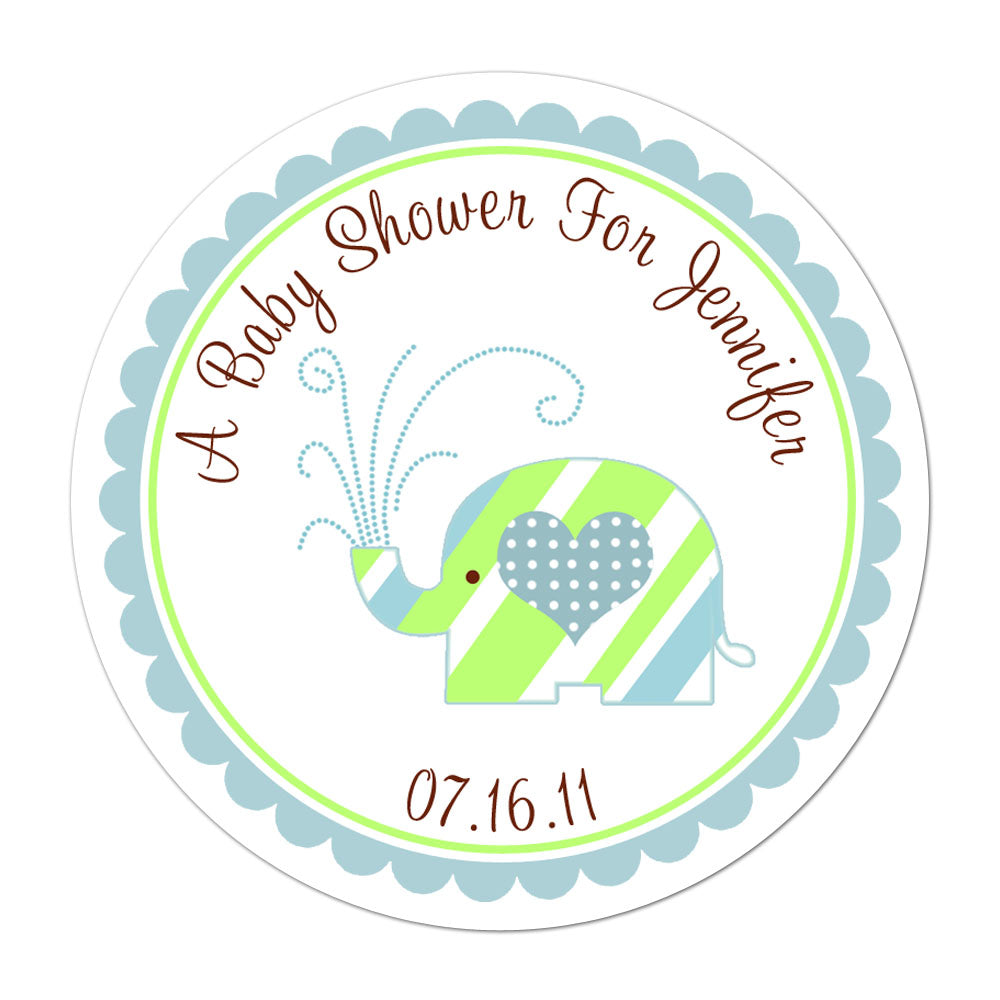 Baby Elephant Personalized Sticker Baby Shower Stickers - INKtropolis