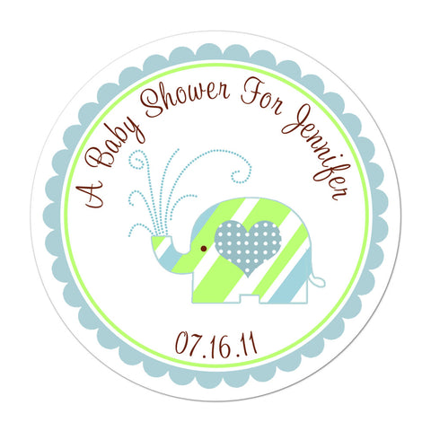Baby Elephant Personalized Baby Shower Sticker