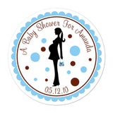 Mother To Be Silhouette Blue And Brown Personalized Sticker Baby Shower Stickers - INKtropolis