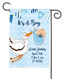 Personalized Baby Shower Party Flag - Baby Announcement - Boy Stork
