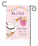 Personalized Baby Shower Party Flag - Baby Announcement - Girl Stork