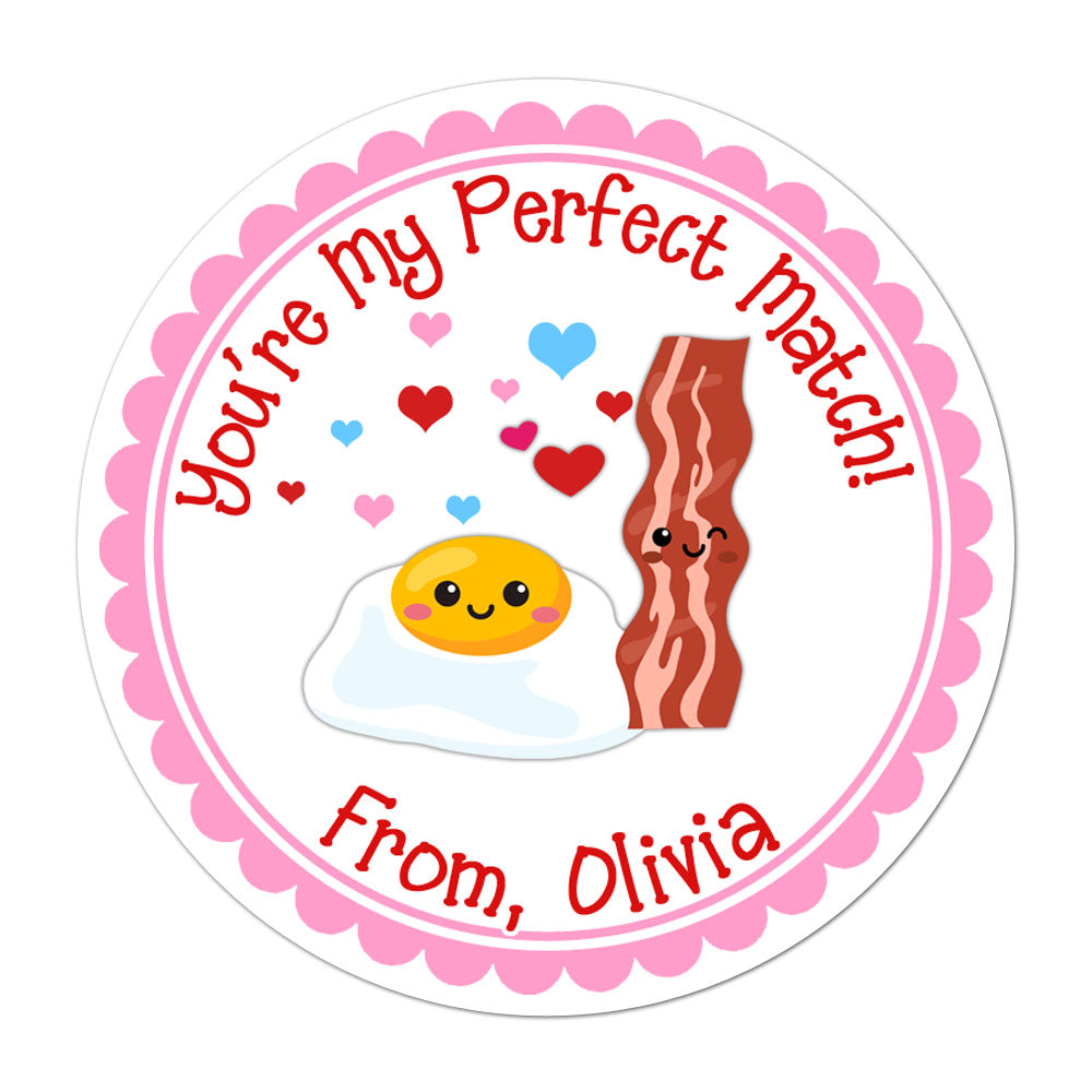 Bacon and Eggs Personalized Valentines Day Sticker