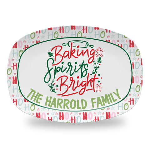 Personalized Christmas Holiday Platter, Serving Tray - Baking Spirits Bright