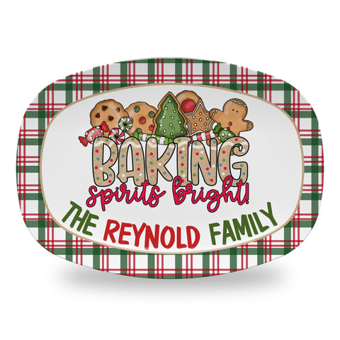 Personalized Christmas Holiday Platter, Serving Tray - Baking Spirits Bright