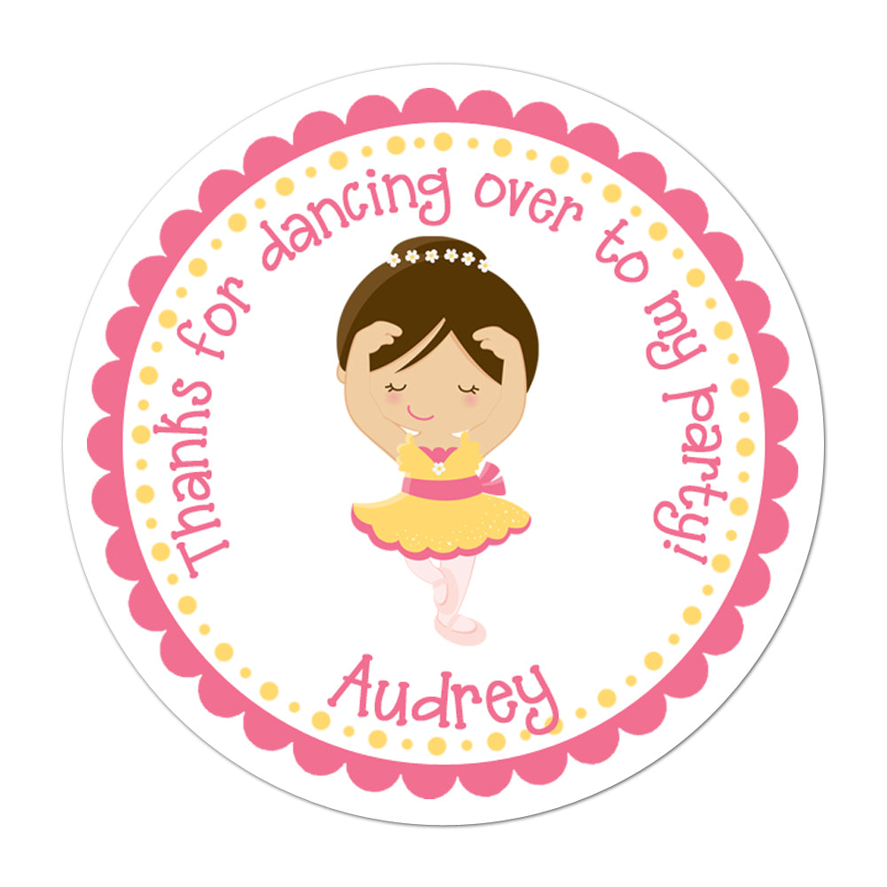 Yellow Tutu Ballerina Personalized Sticker Birthday Stickers - INKtropolis