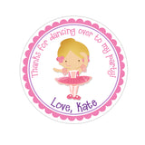 Blonde Ballerina Personalized Sticker Birthday Stickers - INKtropolis