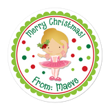 Mistletoe Ballerina Personalized Sticker Christmas Stickers - INKtropolis