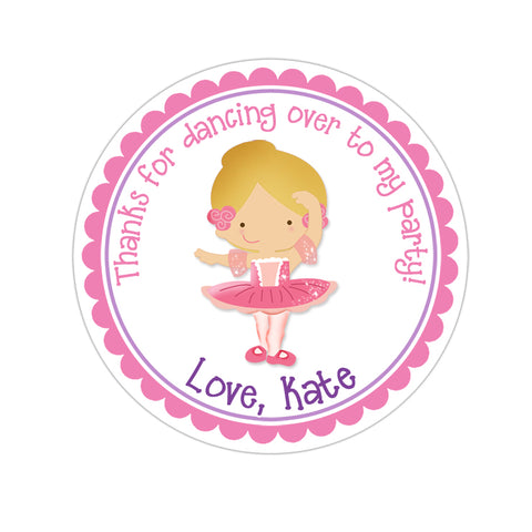 Blonde Ballerina Personalized Birthday Favor StickerSticker