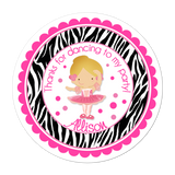 Ballerina Wide Zebra Print Border Personalized Sticker Birthday Stickers - INKtropolis