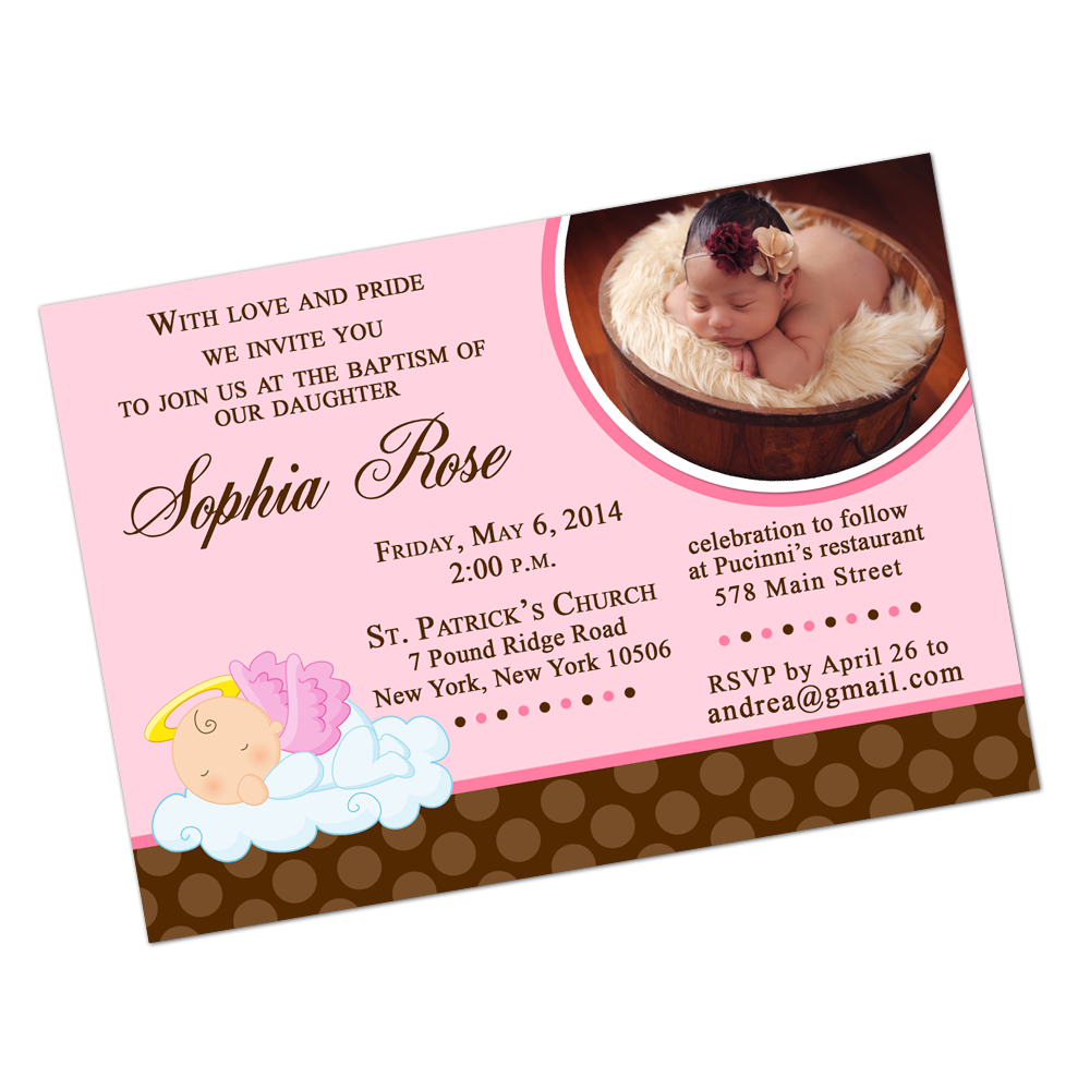 Pink Angel Baby Digital Invitation Religious Invite - INKtropolis