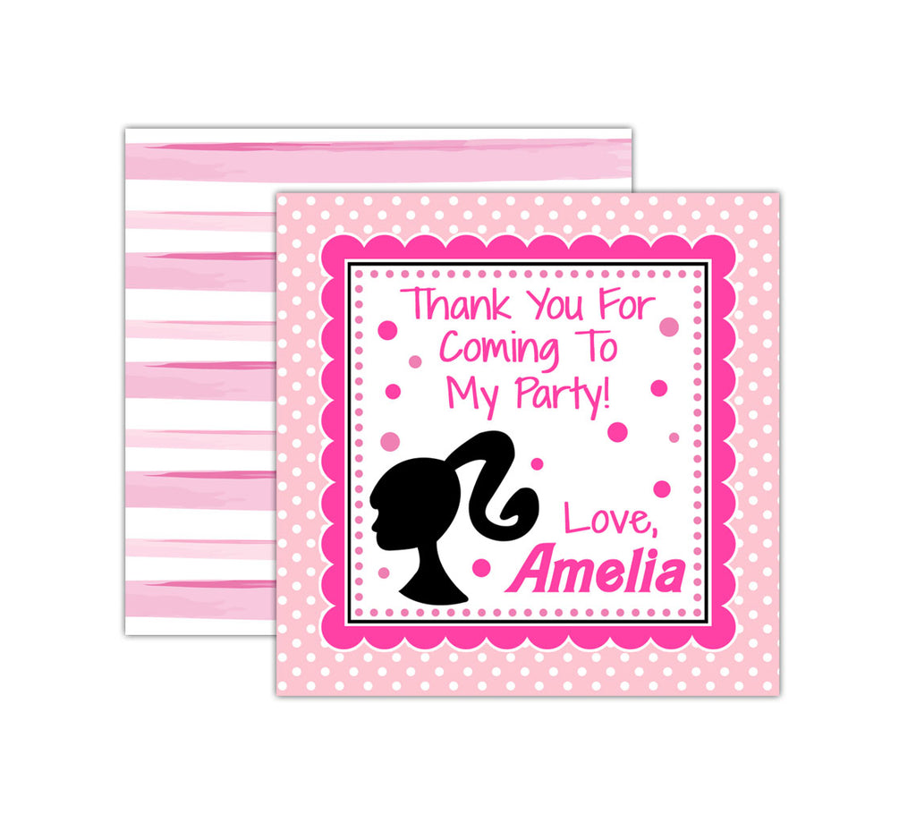 Personalized Barbie Doll Birthday Favor Tags
