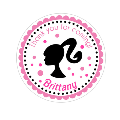 Barbie Personalized Birthday Favor Sticker