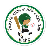 Baseball Player African American Boy Personalized Sticker Birthday Stickers - INKtropolis