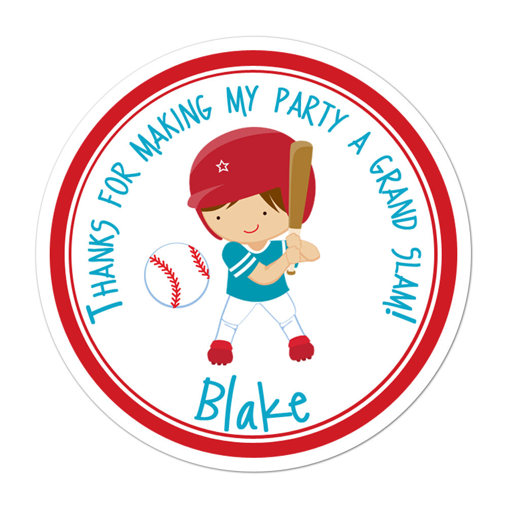 Baseball Player Personalized Sticker Birthday Stickers - INKtropolis