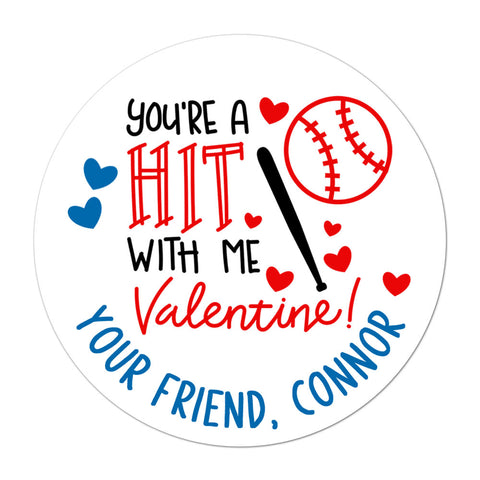 Baseball Personalized Valentines Day Sticker