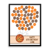 Personalized Birthday Guest Book Alternative - Basketball Balloons - Customized Poster, Print, Framed or Canvas, 50 Signatures Birthday Guest Book Alternative - INKtropolis