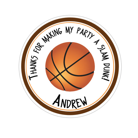 Basketball Personalized Birthday Favor Sticker