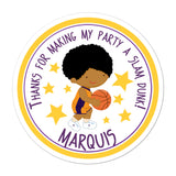 Basketball Player African American Boy Personalized Sticker Birthday Stickers - INKtropolis